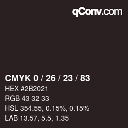 カラーコード: CMYK 0 / 26 / 23 / 83 | qconv.com