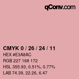 カラーコード: CMYK 0 / 26 / 24 / 11 | qconv.com
