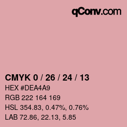 カラーコード: CMYK 0 / 26 / 24 / 13 | qconv.com