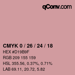 カラーコード: CMYK 0 / 26 / 24 / 18 | qconv.com