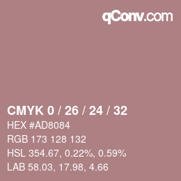 カラーコード: CMYK 0 / 26 / 24 / 32 | qconv.com