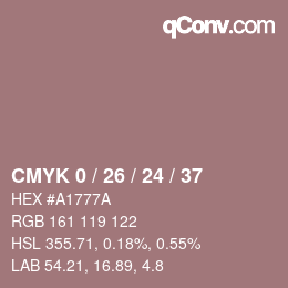 カラーコード: CMYK 0 / 26 / 24 / 37 | qconv.com