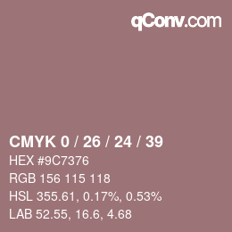 カラーコード: CMYK 0 / 26 / 24 / 39 | qconv.com