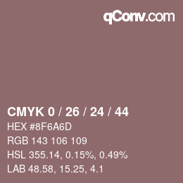 カラーコード: CMYK 0 / 26 / 24 / 44 | qconv.com