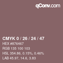 カラーコード: CMYK 0 / 26 / 24 / 47 | qconv.com