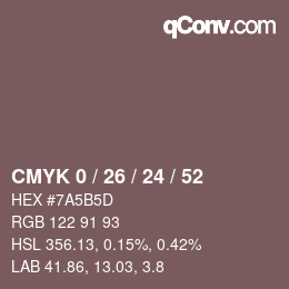 Color code: CMYK 0 / 26 / 24 / 52 | qconv.com