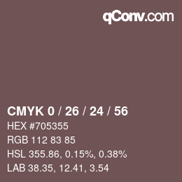 颜色代码: CMYK 0 / 26 / 24 / 56 | qconv.com