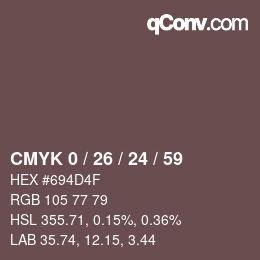 カラーコード: CMYK 0 / 26 / 24 / 59 | qconv.com