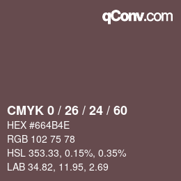 カラーコード: CMYK 0 / 26 / 24 / 60 | qconv.com
