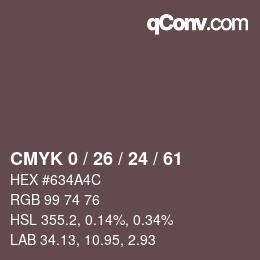 カラーコード: CMYK 0 / 26 / 24 / 61 | qconv.com