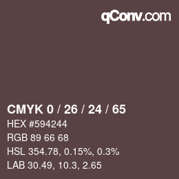 カラーコード: CMYK 0 / 26 / 24 / 65 | qconv.com