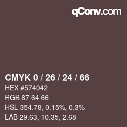 カラーコード: CMYK 0 / 26 / 24 / 66 | qconv.com