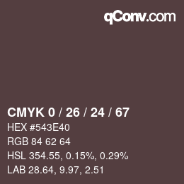 カラーコード: CMYK 0 / 26 / 24 / 67 | qconv.com