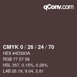 カラーコード: CMYK 0 / 26 / 24 / 70 | qconv.com