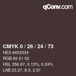 カラーコード: CMYK 0 / 26 / 24 / 73 | qconv.com
