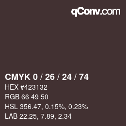 カラーコード: CMYK 0 / 26 / 24 / 74 | qconv.com