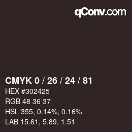 カラーコード: CMYK 0 / 26 / 24 / 81 | qconv.com