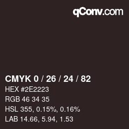 カラーコード: CMYK 0 / 26 / 24 / 82 | qconv.com