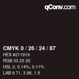 カラーコード: CMYK 0 / 26 / 24 / 87 | qconv.com