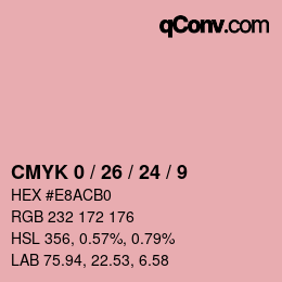 カラーコード: CMYK 0 / 26 / 24 / 9 | qconv.com