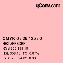 Farbcode: CMYK 0 / 26 / 25 / 0 | qconv.com