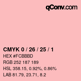 Color code: CMYK 0 / 26 / 25 / 1 | qconv.com