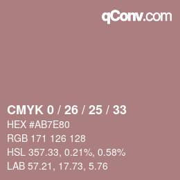カラーコード: CMYK 0 / 26 / 25 / 33 | qconv.com