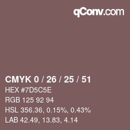 颜色代码: CMYK 0 / 26 / 25 / 51 | qconv.com