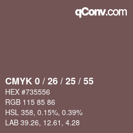 Color code: CMYK 0 / 26 / 25 / 55 | qconv.com
