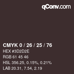 カラーコード: CMYK 0 / 26 / 25 / 76 | qconv.com