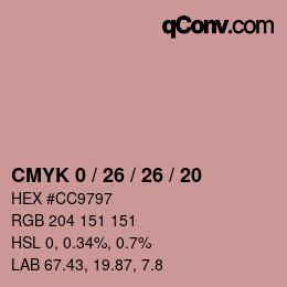 カラーコード: CMYK 0 / 26 / 26 / 20 | qconv.com