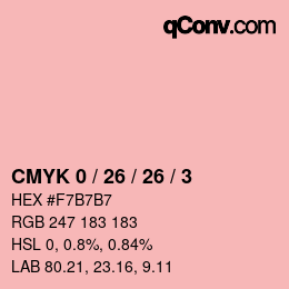 カラーコード: CMYK 0 / 26 / 26 / 3 | qconv.com