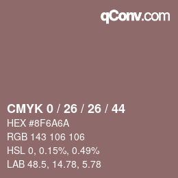 Color code: CMYK 0 / 26 / 26 / 44 | qconv.com