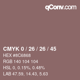 Color code: CMYK 0 / 26 / 26 / 45 | qconv.com