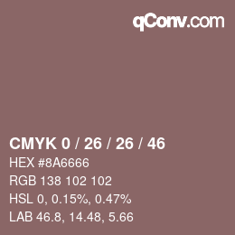 Color code: CMYK 0 / 26 / 26 / 46 | qconv.com