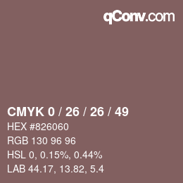 Farbcode: CMYK 0 / 26 / 26 / 49 | qconv.com