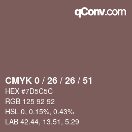 Color code: CMYK 0 / 26 / 26 / 51 | qconv.com
