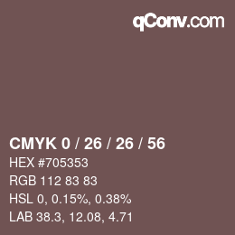 Color code: CMYK 0 / 26 / 26 / 56 | qconv.com