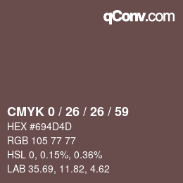 カラーコード: CMYK 0 / 26 / 26 / 59 | qconv.com
