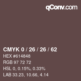カラーコード: CMYK 0 / 26 / 26 / 62 | qconv.com