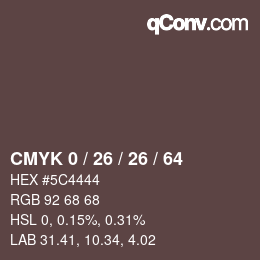 カラーコード: CMYK 0 / 26 / 26 / 64 | qconv.com