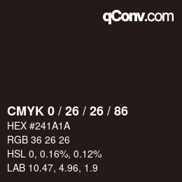 Código de color: CMYK 0 / 26 / 26 / 86 | qconv.com