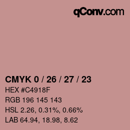 カラーコード: CMYK 0 / 26 / 27 / 23 | qconv.com