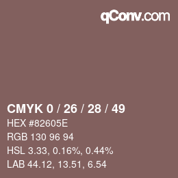 颜色代码: CMYK 0 / 26 / 28 / 49 | qconv.com