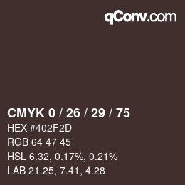 Color code: CMYK 0 / 26 / 29 / 75 | qconv.com