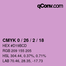 カラーコード: CMYK 0 / 26 / 2 / 18 | qconv.com