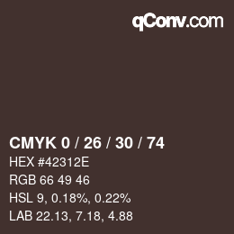 Color code: CMYK 0 / 26 / 30 / 74 | qconv.com