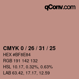 カラーコード: CMYK 0 / 26 / 31 / 25 | qconv.com