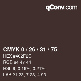 Color code: CMYK 0 / 26 / 31 / 75 | qconv.com