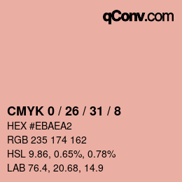 カラーコード: CMYK 0 / 26 / 31 / 8 | qconv.com
